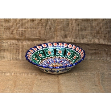 Ваза для фруктов средняя. Керамика. Ручная работа. Узбекистан.