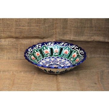 Ваза для фруктов средняя. Керамика. Ручная работа. Узбекистан.