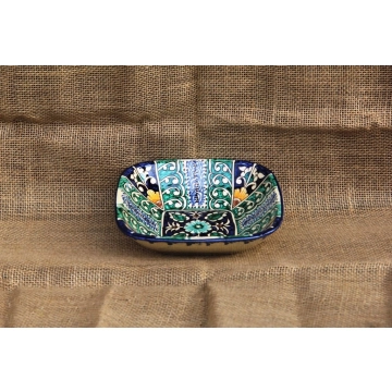 Салатница квадратная. Средняя. Керамика. Ручная работа. Узбекистан.