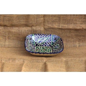 Салатница квадратная. Средняя. Керамика. Ручная работа. Узбекистан.