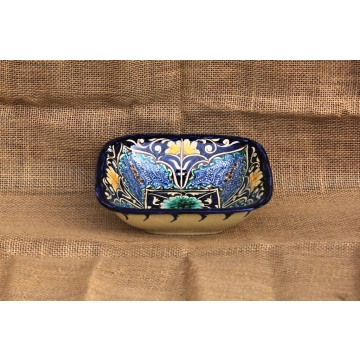 Салатница квадратная. Большая. Керамика. Ручная работа. Узбекистан.