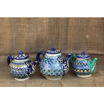 Набор из 3-х чайников разного объема. Керамика. Ручная работа. Узбекистан.